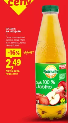 Sok jabłko Solevita 100% promocja w Lidl