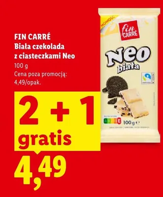 Biała czekolada z ciasteczkami Neo Fin Carré promocja w Lidl