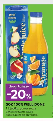 Sok Well Done pomarańcza 100% promocja w Stokrotka
