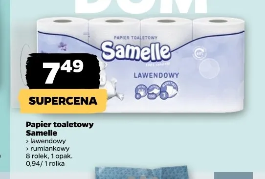 Papier toaletowy Samelle lawendowy promocja w Netto