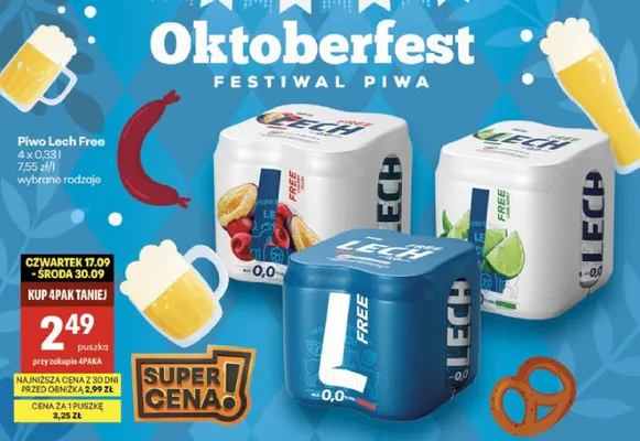 Piwo bezalkoholowe Lech Lime Mint 4-pak promocja w Delikatesy Centrum