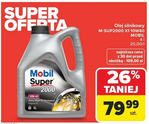 Olej silnikowy M-Super 2000 X1 10W40 Mobil promocja w Carrefour