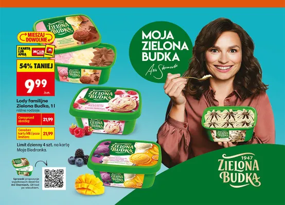 Lody familijne Zielona Budka Mango Marakuja Śmietankowe Owoce Leśne promocja w Biedronka