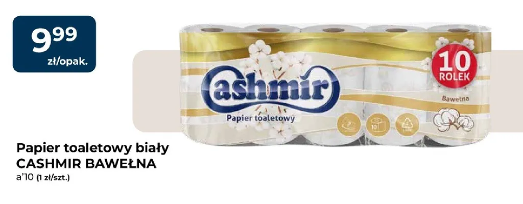 Papier toaletowy biały Cashmir Bawełna 10-pak promocja w PSB Mrówka