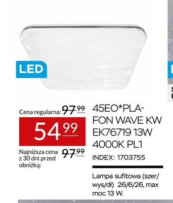 Plafon Wave Kw EK76719 4000K promocja w Abra Meble