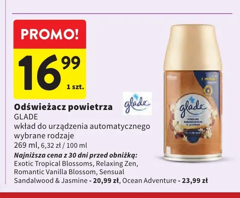 Odświeżacz powietrza wkład do urządzenia automatycznego Glade promocja w Intermarche