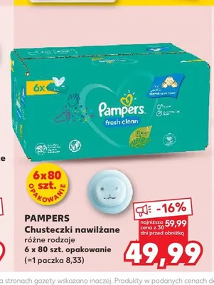 Chusteczki nawilżane Pampers Fresh Clean 6-pak promocja w Kaufland