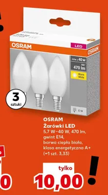 Żarówki LED 5,7 W=40 W, 470 lm, gwint E14, barwa ciepła biała, klasa energetyczna A+ promocja w Kaufland