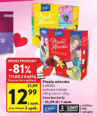 Ptasie mleczko E.Wedel wybrane rodzaje promocja w Intermarche