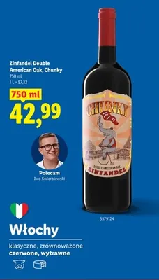 Wino czerwone Zinfandel Double American Oak Chunky promocja w Lidl