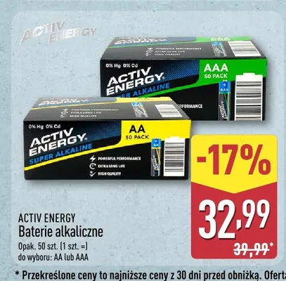 Baterie alkaliczne AA Activ Energy 50-pak promocja w Aldi