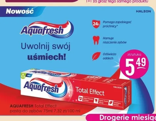 Pasta do zębów Aquafresh Total Effect promocja w Drogerie Jasmin