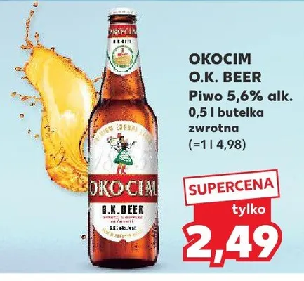 Piwo Okocim O.K. Beer 5,6% alk. promocja w Kaufland