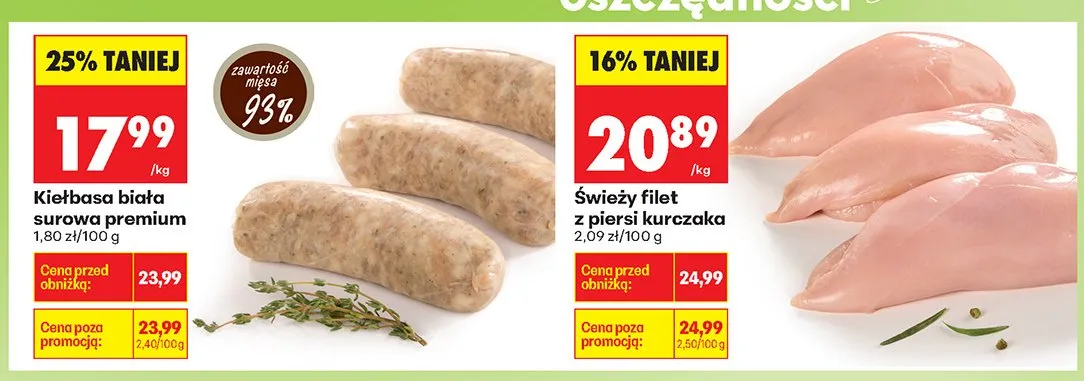 Kiełbasa biała surowa premium promocja w Biedronka