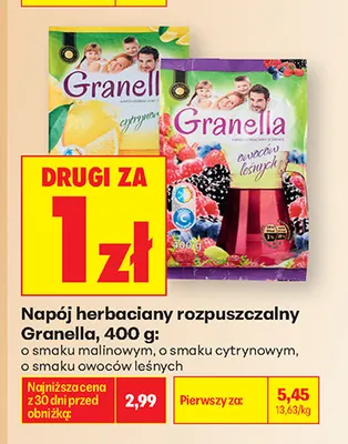 Napój herbaciany rozpuszczalny Granella o smaku cytrynowym promocja w Biedronka