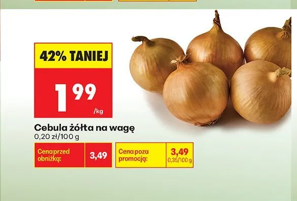 Cebula żółta na wagę promocja w Biedronka