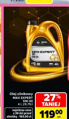 Olej silnikowy Max Expert 5W-30 Orlen Oil promocja w Carrefour