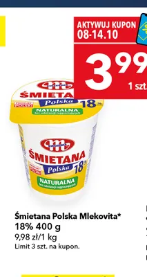 Śmietana Polska Mlekovita 18% promocja w LEWIATAN