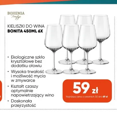 Kieliszki do wina Bonita 450 ml 6x Bohemia Prestige promocja w Max Elektro