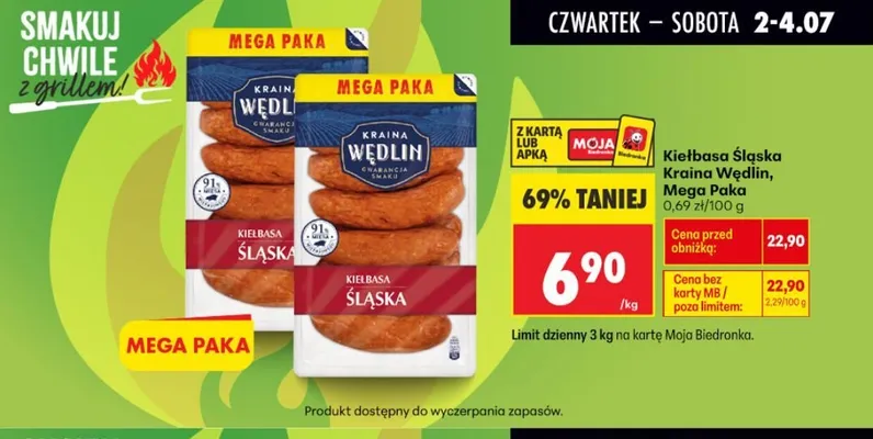 Kiełbasa Śląska Kraina Wędlin Mega Paka promocja w Biedronka
