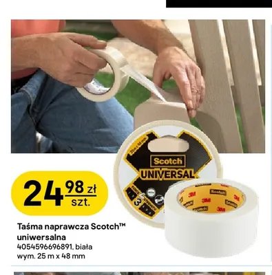 Taśma naprawcza Scotch uniwersalna biała 25mx48 mm promocja w Castorama