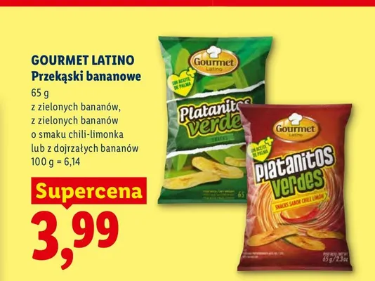 Przekąski bananowe z zielonych bananów Gourmet Latino promocja w Lidl