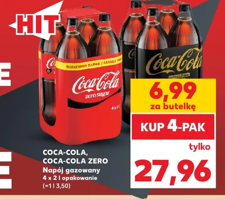 Napój gazowany Coca-Cola Zero 4-pak 2 l promocja w Kaufland
