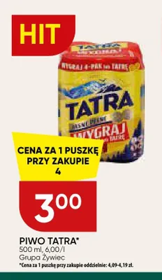 Piwo Tatra Jasne Pełne promocja w Chata Polska