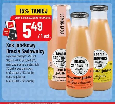 Lemoniada Bracia Sadownicy letnie jabłko z cytryną i rabarbarem promocja w POLOmarket