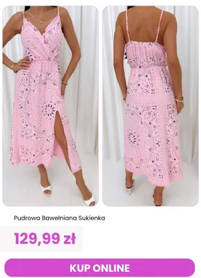 Sukienka bawełniana pudrowa ModnaKiecka.pl promocja w Modna Kiecka