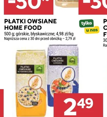Płatki owsiane błyskawiczne Home Food promocja w Stokrotka