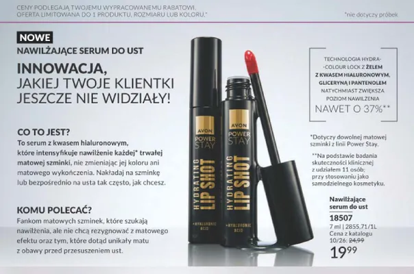 Nawilżające serum do ust Avon Power Stay promocja w AVON