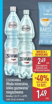 Woda mineralna lekko gazowana Cisowianka promocja w Aldi