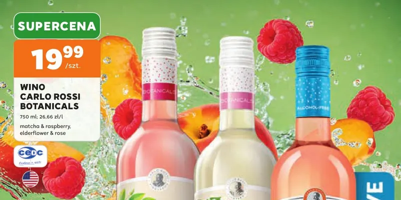 Wino różowe Carlo Rossi Botanicals matcha & raspberry promocja w Stokrotka