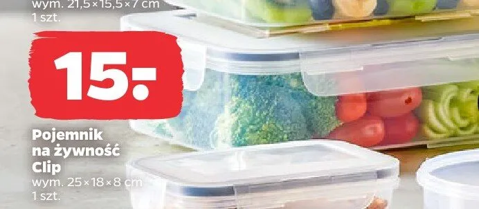 Pojemnik na żywność Clip wym. 25x18x8cm 2,4l promocja w Netto