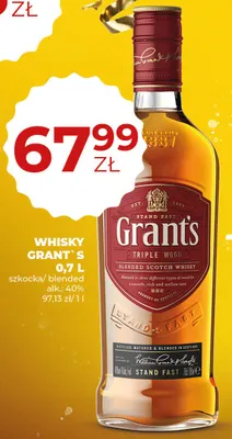 Whisky Grant's 0,7 L promocja w Duży Ben