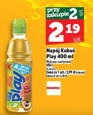 Napój Kubuś Play promocja w TOPAZ