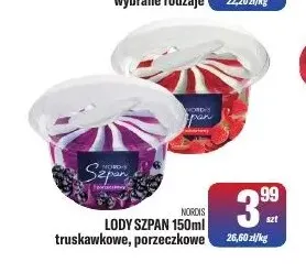 Lody Szpan truskawkowe Nordis promocja w Tomi Markt