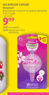 Jednorazowe maszynki do golenia dla kobiet WILKINSON SWORD Xtreme3 My Intuition Comfort Cherry Blossom 4-pak promocja w Hebe