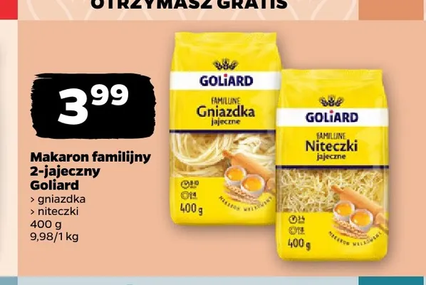Makaron familijny 2-jajeczny niteczki Goliard promocja w Netto