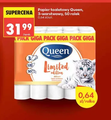 Papier toaletowy Queen Limited Edition 3-warstwowy 50-pak promocja w Biedronka