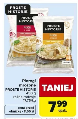 Pierogi mrożone PROSTE HISTORIE promocja w Carrefour Market