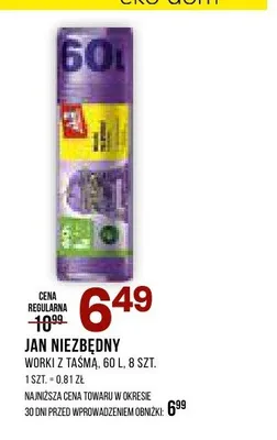 Worki z taśmą Jan Niezbędny 60 l promocja w Drogerie Natura