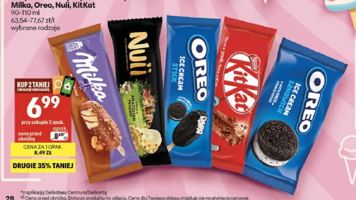 Lody na patyku KitKat promocja w Delikatesy Centrum