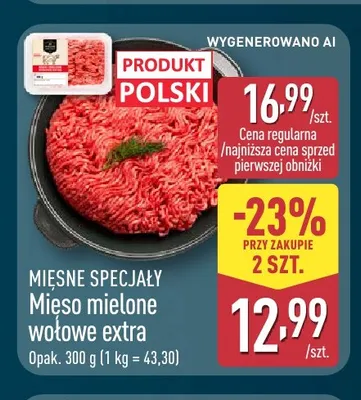 Mięso mielone wołowe Stoisko mięsne promocja w Aldi