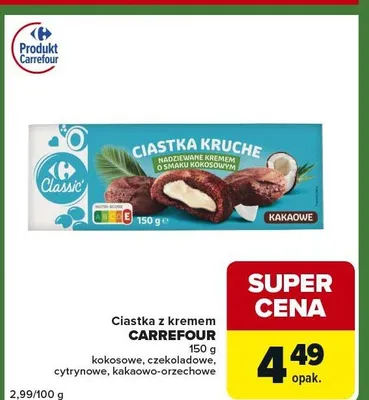 Ciastka z kremem Carrefour kokosowe promocja w Carrefour Express