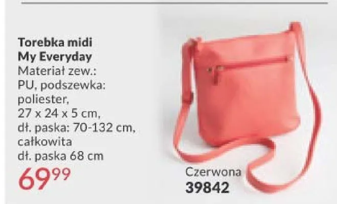 Torebka midi My Everyday czerwona promocja w AVON