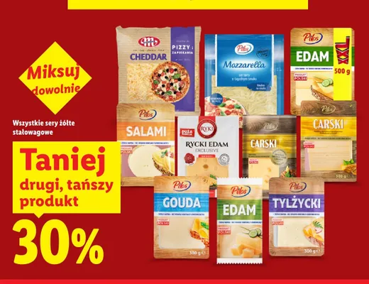 Ser Edam w plastrach Pilos promocja w Lidl