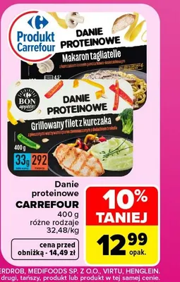 Danie proteinowe grillowany filet z kurczaka z pieczonymi warzywami i puree ziemniaczanym z dodatkiem brokuła Carrefour promocja w Carrefour Market