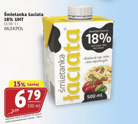 Śmietanka Łaciata UHT Mlekpol 18% promocja w Prim Market